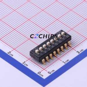 SSGM680200 DIP Switch SMD-16P,6.8x22.1mm Switch Flat Toggle, Raised Type Single Pole Single Throw 8 Gull Wing Type - Product Image 1