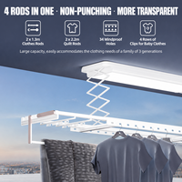 Séchoir à linge motorisé intelligent pour maison connectée, support de plafond électrique avec télécommande