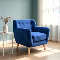 Fauteuil d'appoint capitonné personnalisable, style Mid-Century, avec pieds coniques en bois massif, directement de l'usine