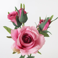 Bouquet de roses artificielles au toucher réel, 5 têtes de roses en soie pour centre de table de mariage, décoration de table à domicile, décoration florale bohème pour mariée