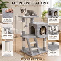 Arbre à chat compact en peluche en gros avec condo à double entrée et échelle d'escalade