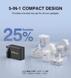 Bloc <span class=keywords><strong>chargeur</strong></span> USB C HYTO 60W, <span class=keywords><strong>chargeur</strong></span> rapide USB C 5 ports, adaptateur secteur PD20W pour <span class=keywords><strong>iPhone</strong></span> 17 - Product Image 5