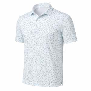 Custom Printed Golf <b>Polo</b> <b>Shirts</b> Men <b>Light</b> <b>Blue</b> Micro Pattern Short Sleeve Private Label OEM ODM Manufacturer - Product Image 5