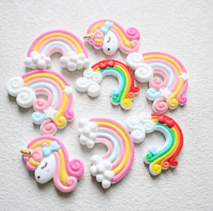 Breloque Licorne Arc-en-ciel Nuage Kawaii Magique Rêve Fantaisie en Pâte à Modeler, Slime <span class=keywords><strong>et</strong></span> Résine, Cabochon à Dos Plat pour Scrapbooking <span class=keywords><strong>et</strong></span> Décoration DIY - Product Image 3