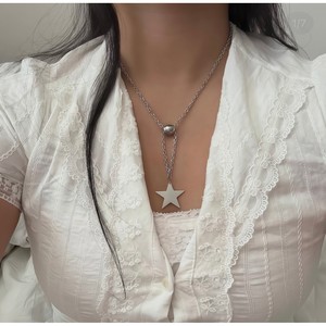 Collier à pendentif étoile tendance pour femme, à porter au quotidien, chaîne longue minimaliste, bijoux argentés - Product Image 2