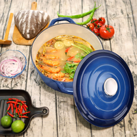 Casserole profonde minimaliste en fonte émaillée colorée Foodie avec couvercle en fonte émaillée, ustensile de cuisine écologique 24 cm