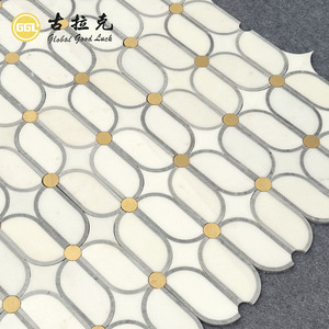Mosaico de Mármol Blanco Chino de Lujo con Puntos de Latón para Paredes, Pisos y Decoración Interior Moderna de Hoteles y Hogares a Buen Precio - Product Image 6