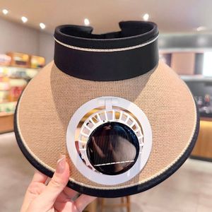 Visera de Sol para Mujer con Ventilador de Energía Solar Recargable, Sombrero de Paja con Visera Abierta para Verano y Actividades al Aire Libre - Product Image 5