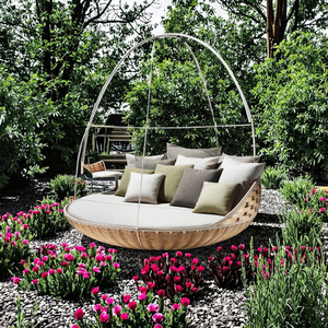 Fauteuil œuf suspendu moderne et durable Canapé à structure métallique en osier pour l'extérieur, le jardin ou l'hôtel - Product Image 3