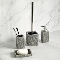 Porte-brosse de toilette effet pierre personnalisé distributeur de savon gobelet porte-savon ensemble de quatre pièces ensemble d'accessoires de salle de bain en béton