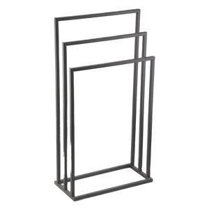 Toallero de Hierro Fundido para Hotel con Base Rectangular Doble, Diseño de 3 Rieles, Acabado Cromado, Independiente para Baños - Product Image 1
