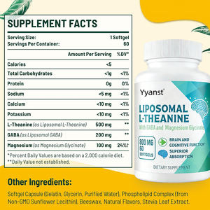 Prix usine OEM/ODM L-Théanine avec GABA pour les fonctions cérébrales et cognitives, aide au sommeil, capsule molle faible en glucides et en sucre - Product Image 6