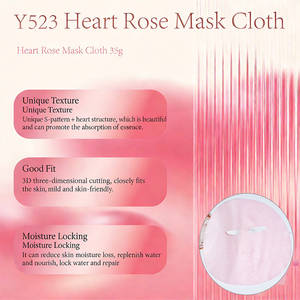 Tissu en fibre végétale de lyocell Tencel biodégradable de couleur rose à motif de cœur Y523, matière de support pour masque facial - Product Image 2