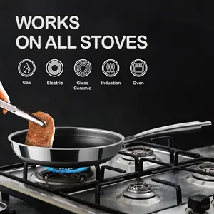 Pabrik mewah triply stainless steel cookwares tidak lengket lebih baik dari sarang lebah hexclad gidds & wajan panggangan