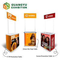 Comptoir promotionnel pliable facile à assembler en ABS, table pour salons professionnels et expositions, stands marketing portables, présentoir en aluminium