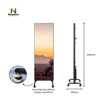 Display LED a colori 2K HDR10+ con ruote, a parete o da pavimento, con specchio mobile singolo/doppio lato, per poster video