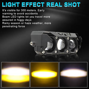 Feux antibrouillard pour moto super lumineux à 3 lentilles, 30 W, 12 V, jaunes et blancs, projecteur auxiliaire LED, mini phare de conduite - Product Image 6