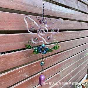 Campana de Viento Solar con Forma de Mariposa, Luz LED para Jardín, Decoración Colgante para Exteriores con Panel Solar y Batería Incluidos - Product Image 2