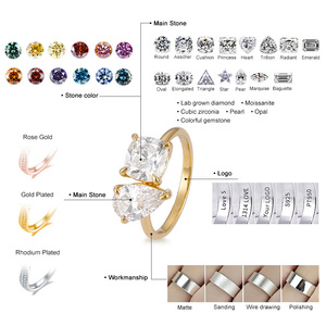 Anillo de Compromiso de Oro Amarillo de 14K con Diamante de Laboratorio Certificado por IGI, Corte Cojín de Doble Piedra, D VVS, Anillo de Boda para Mujer - Product Image 4