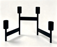 Candélabre pliable en métal à 4 bras, porte-bougie conique noir, petit volume d'emballage, décoration de centre de table pour mariage, fête à domicile