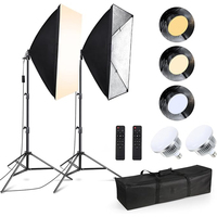 Kit d'éclairage professionnel pour photographie vidéo et de produits, trépied en alliage d'aluminium et nylon avec ampoules LED 50x70cm