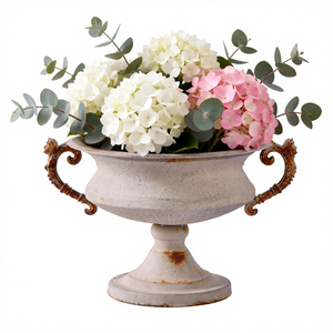 Vaso Industrial de Ferro Fundido com Alças em Espiral e Acabamento Rústico Antigo, Grande Vaso para Decoração de Casamento, Café e Hotel - Product Image 1