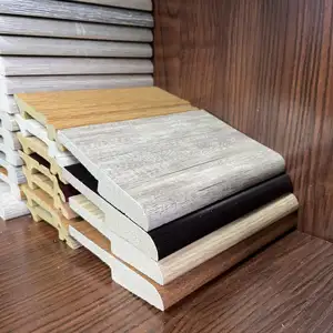 Most suitable for renovation Wood color PS polymer baseboard moulding For Room Decoration