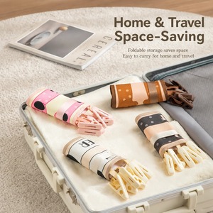 Creative Folding Clothes Hangers With 6 <b>Clips</b> Travel Accessories Bathroom Folding Velcro Travel Multifunctional Cloth Hanger - Product Image 3