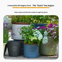Pot de fleurs cylindrique nordique en plastique durable, économiseur d'eau, sur pied, pour intérieur, extérieur, balcon, cour, pots décoratifs