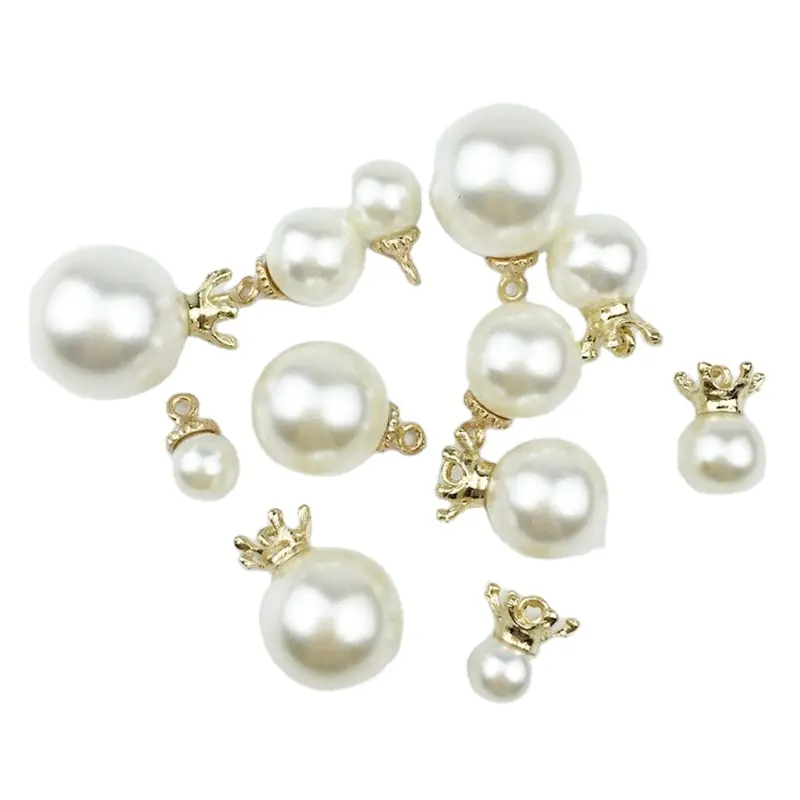 In plastica ABS corona d'oro imitazione perline di perle per decorazione di gioielli fatto a mano ornamento per capelli rotondo in lega alla rinfusa gancio perla finta