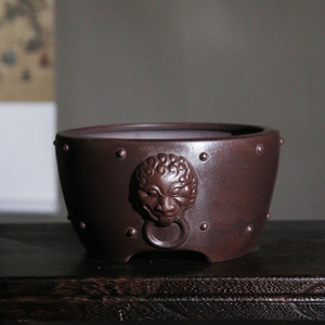 Zisha Drum Shaped <b>Flower</b> <b>Pot</b> Small Palm Sized Desktop Bonsai Planter Taoxiang Region Craft - Product Image 2