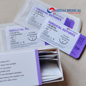 Suturas Quirúrgicas Desechables Estériles al por Mayor, Suturas <span class=keywords><strong>Absorbibles</strong></span> de Poliglactina 910 (PGLA) con Aguja <span class=keywords><strong>para</strong></span> Uso en Cirugía - Product Image 2