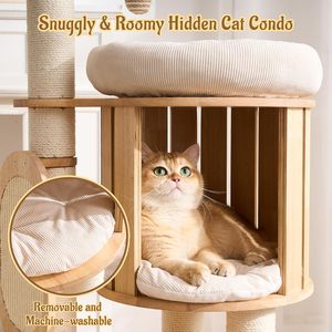Factory Wholesale Stylish Multifunctional Solid Wood <b>Cat</b> Climbing Frame <b>Cat</b> <b>Tree</b> for Indoor <b>Cat</b> Enrichment - Product Image 3