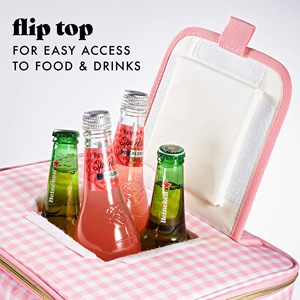 Sac isotherme pour le déjeuner à rayures avec logo personnalisé pour l'extérieur et la plage avec sangles - Product Image 5