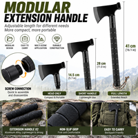 Hache de camping multifonctionnelle 10 en 1, hache de survie avec marteau, couteau, allume-feu, boussole, manche détachable