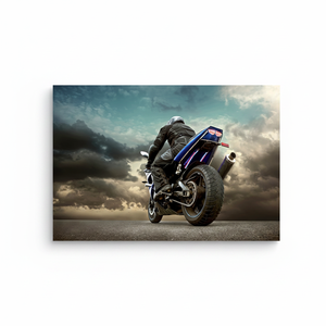 Motorcycle Art Deco Panel <b>Wall</b> Art Printed <b>Canvas</b> with Tempered Glass Hanging Landscape - Product Image 2