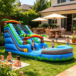 Château gonflable à toboggans aquatiques WINSUN à double voie avec piscine combinée - Parc aquatique extérieur et utilisation en centre commercial - Product Image 1