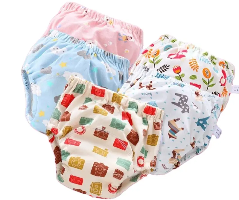 100% coton couches lavables pour bébé couches lavables réutilisables bébé pantalons d'entraînement pot formation sous-vêtements grossiste