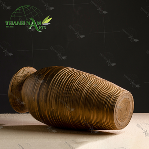 Recién llegado, jarrón de suelo de bambú alto moderno, patrón en espiral, lacado ecológico personalizado, OEM, Vietnam, hecho a mano, decoración artesanal duradera para el hogar - Product Image 5