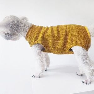 Vêtements pour chien Teddy – Pull tricoté polyvalent à col montant, couleur unie, couvrant le ventre, chaud et protecteur, pour l'automne et l'hiver - Product Image 1