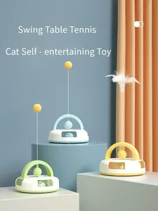 Jouet pour chat à auto-entretenir avec boule de catnip, teaser de <span class=keywords><strong>ping</strong></span>-<span class=keywords><strong>pong</strong></span> oscillant et disque rotatif - Product Image 4