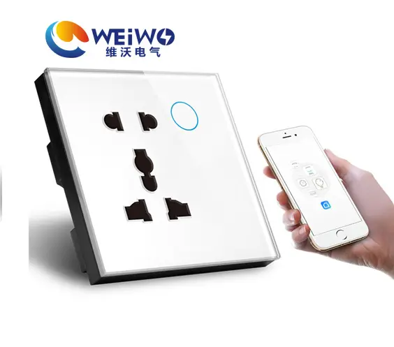 Weiwo High quality Cheapest Single Led UK Power Wall Socket Electrical Smart Home 13A Switched Socket 5 Pin Socket