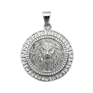 Nuevo Collar con Colgante Redondo de Circonita Cúbica, Chapado en Oro de 18k, con Dije de León - Product Image 1