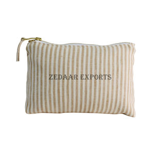 Bolsa de maquillaje de lino para cosméticos de viaje de gran capacidad ecológica al por mayor del fabricante directo elegante logotipo personalizado cremallera duradera - Product Image 2