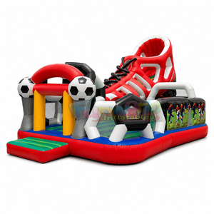 Castillo inflable gigante para fiestas al aire libre para adultos con tobogán, área de juegos inflable con forma de bota de fútbol. - Product Image 1