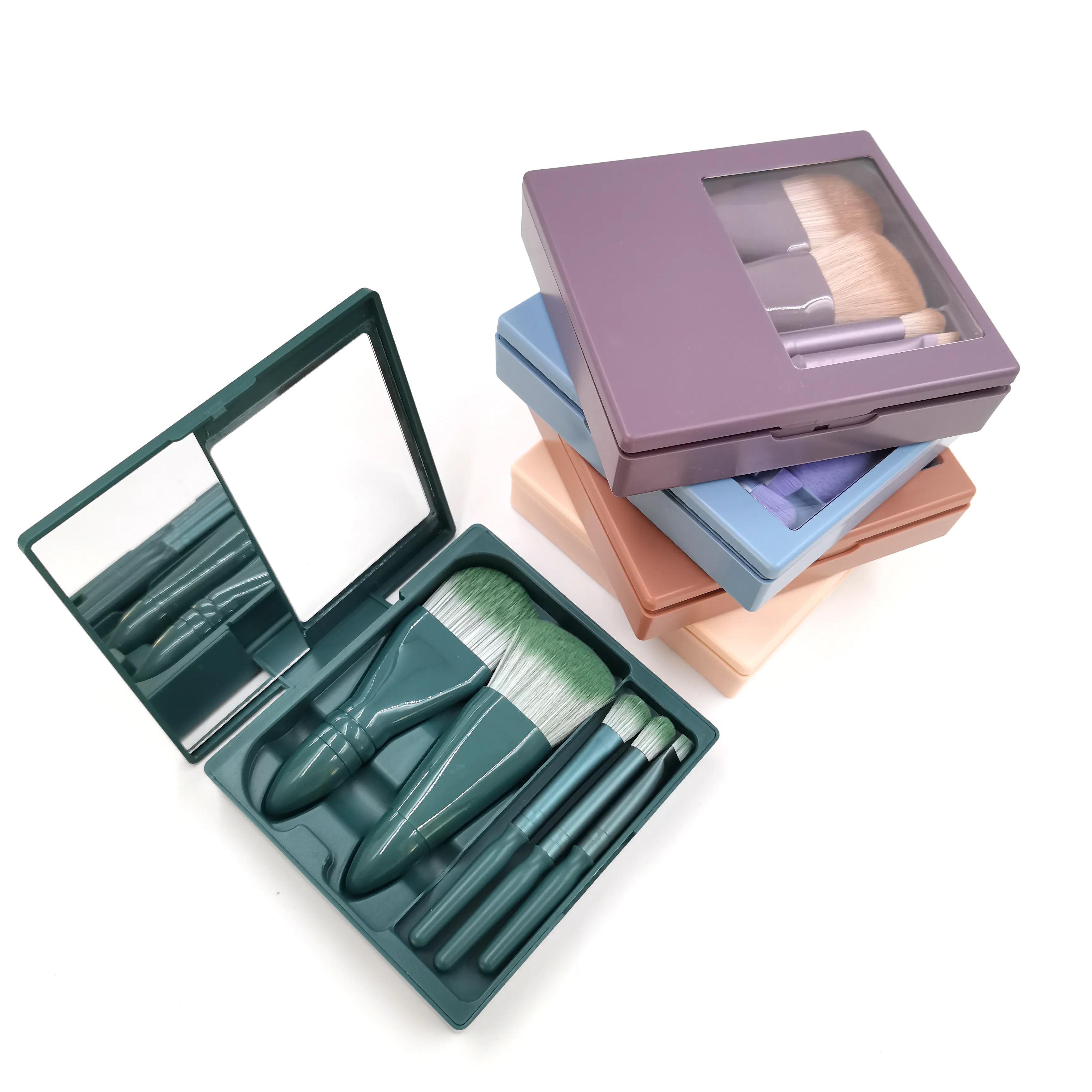 Luxus 5 Stück Make-up Pinsel Kit mit Spiegel vegane Make-up Pinsel Set Face Eye Soft Synthetic Hair Pinsel Sets