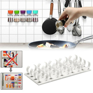 No-Drill <b>Spice</b> <b>Jar</b> Storage <b>Rack</b> White Wall Mounted Condiment Bottle Organizer Cabinet Organizer - Product Image 4