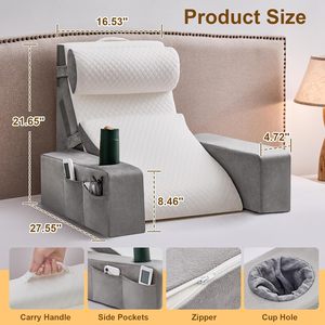 Cuscino da Lettura per Adulti con Tasche e Portabicchieri, Imbottitura in Memory Foam Anti-acaro, Supporto per il Corpo - Product Image 2