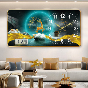 Restaurante Homedecor impresiones modernas póster paisaje animales cristal porcelana imagen reloj marco lujo pared arte reloj <span class=keywords><strong>pintura</strong></span> - Product Image 3