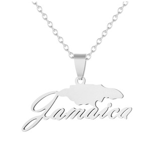 Kalung liontin baja tahan karat elegan geometris dibuat sesuai pesanan berlapis emas peta Jamaika - Product Image 5